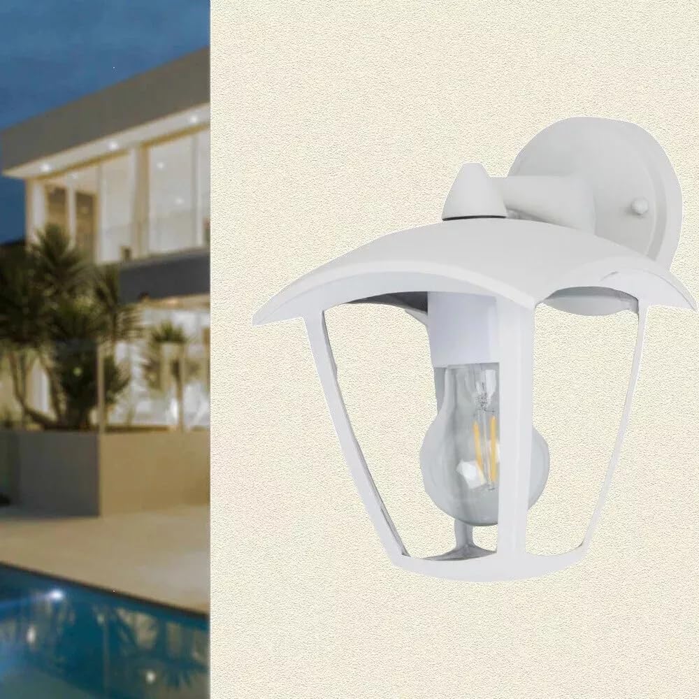 Applique da Esterno E27 IP44, Lampada da Parete Classica, Attacco E27 (Lampadina no), Impermeabile per Facciata, Balcone e Giardino - Bianco/Grigio Scuro B232