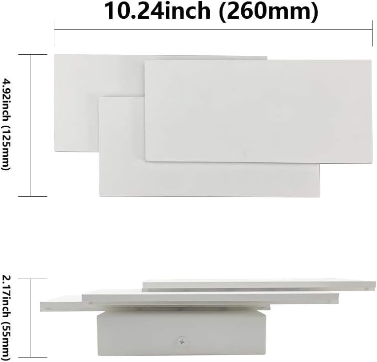 TEKHOME Applique da Muro LED 12W Rettangolare Bianca, Lampada da Parete Moderna in Ferro e Acrilico, 3000K-6500K Regolabile, Design Decorativo per Camera da Letto Soggiorno Corridoio E41-B3C