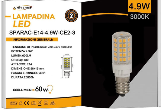 Lampadine LED E14 4.9W 600LM 3000K 10 Pezzi SPARAC-E14-4.9W-CE2-3