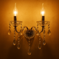 TEKHOME Applique da Muro Classica in Cristallo 2 Luci, Portalampada E14, Lampada da Parete Stile Candelabro, Vari Colori E35
