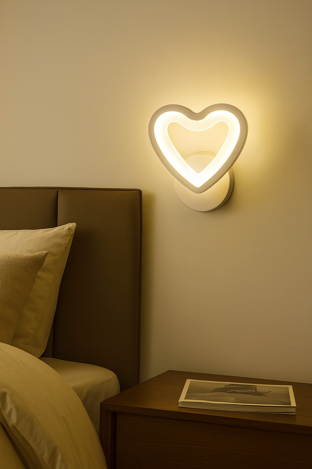TEKHOME Applique da Parete LED Moderna 6W a Forma di Cuore, Lampada da Parete Bianca con 3 Colori Selezionabili 3000K/4000K/6500K, 300LM, per Camera da Letto, Soggiorno e Cameretta E28-3C