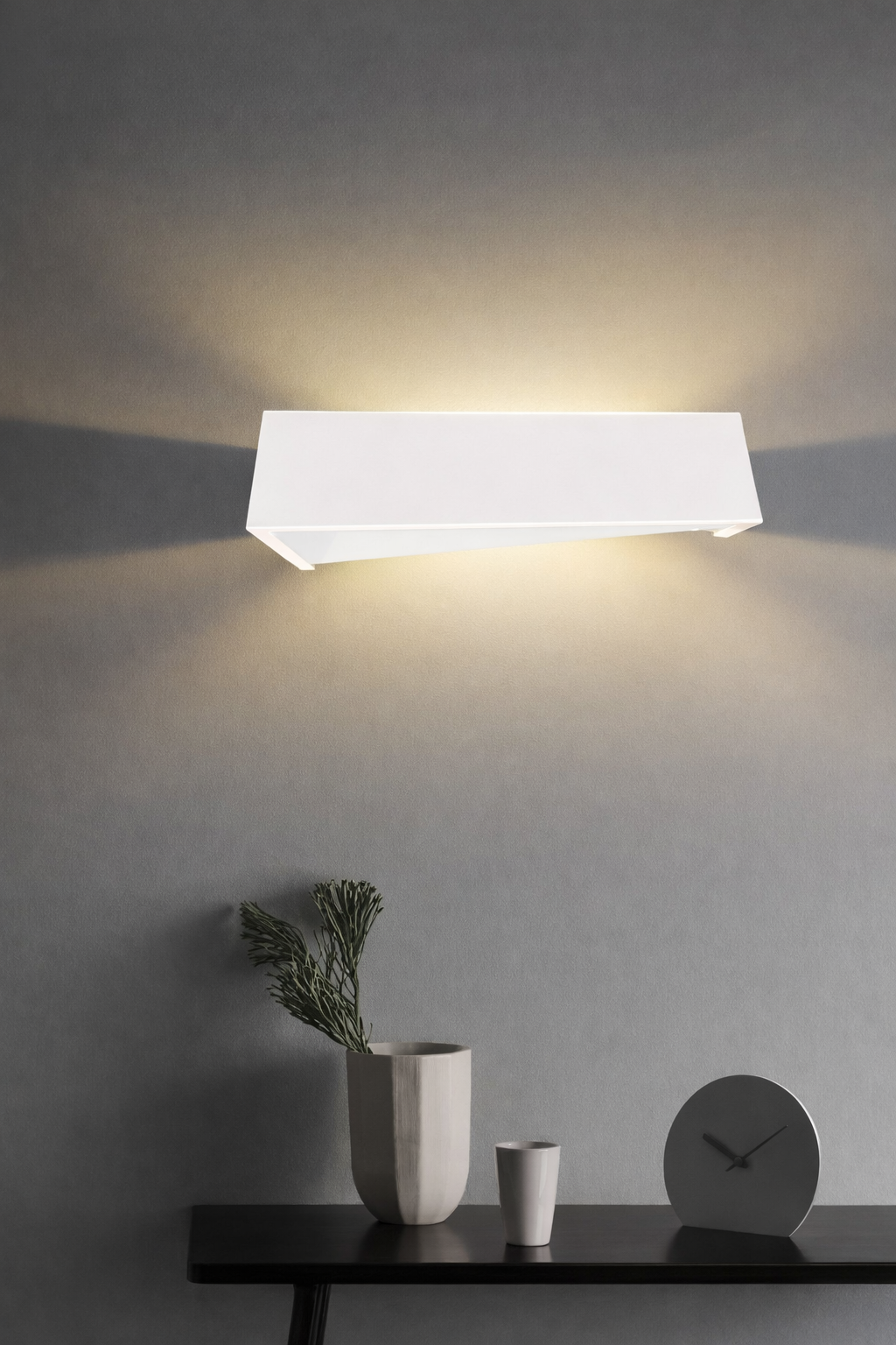 TEKHONE Applique da Parete in Gesso Moderna Bianco – Lampada da Muro 2xG9, Verniciabile, Illuminazione Indiretta per Soggiorno e Camera – GS-E76