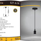 Porta Lampadina E27 a Sospensione 1.2M in Metallo – Vintage Industriale, Attacco E27 Max 60W, Cavo 1.2 Metri, Portalampada per Cucina, Bar, Sala, Soffitto E27SERIE