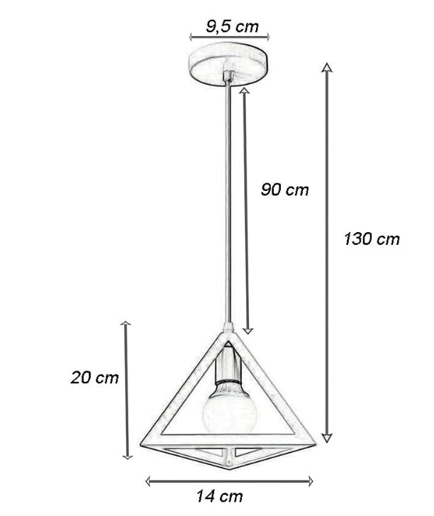 Lampadario moderno a triangolo senza lampadina E 27, in ferro stile moderno  A35