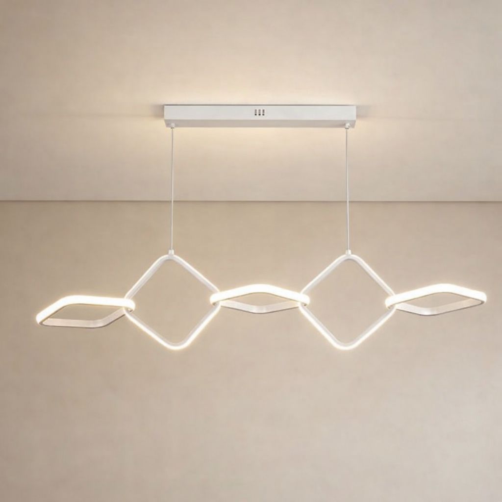 Lampadario LED Moderno a Sospensione Lineare 45W 3600LM, 3 Colori Luce 3000K 4000K 6500K, CCT Switch, Design Ondulato, Lampadario per Sala da Pranzo Cucina Soggiorno – LP-49-B3C