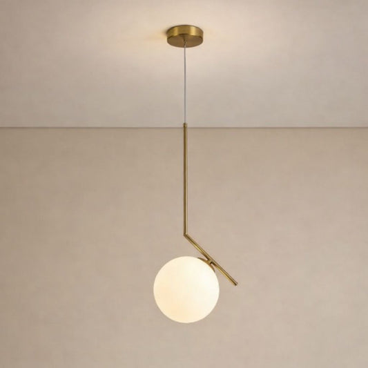 Lampadario a Sospensione Moderno G9, Design Minimalista con Sfera in Vetro Opalino, Lampadario Elegante per Soggiorno Sala da Pranzo Camera, Struttura in Metallo – LP-46