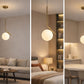 Lampadario a Sospensione Moderno G9, Design Minimalista con Sfera in Vetro Opalino, Lampadario Elegante per Soggiorno Sala da Pranzo Camera, Struttura in Metallo – LP-46