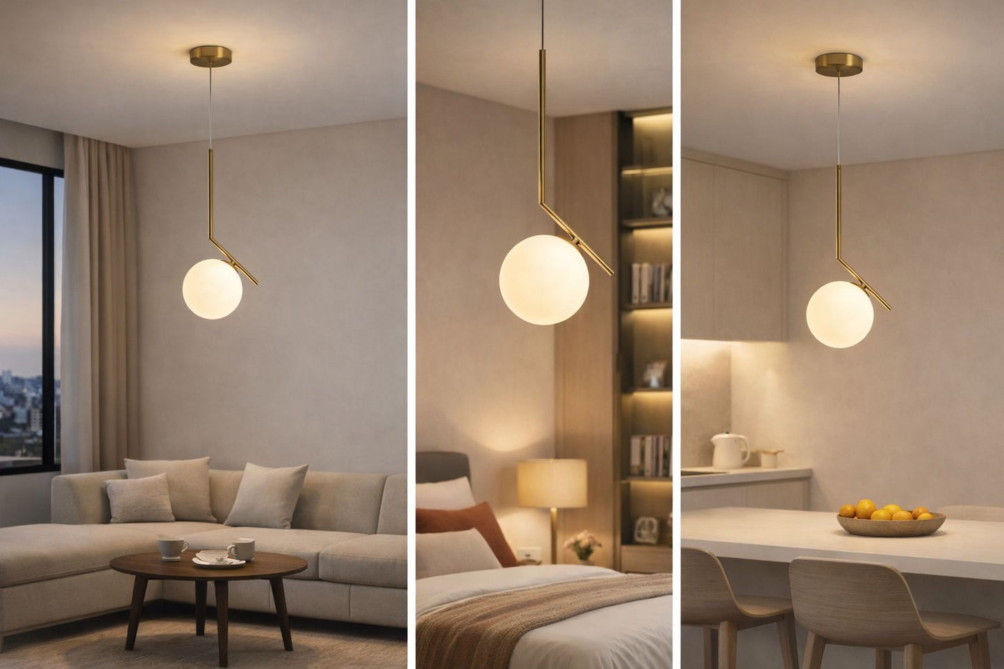 Lampadario a Sospensione Moderno G9, Design Minimalista con Sfera in Vetro Opalino, Lampadario Elegante per Soggiorno Sala da Pranzo Camera, Struttura in Metallo – LP-46