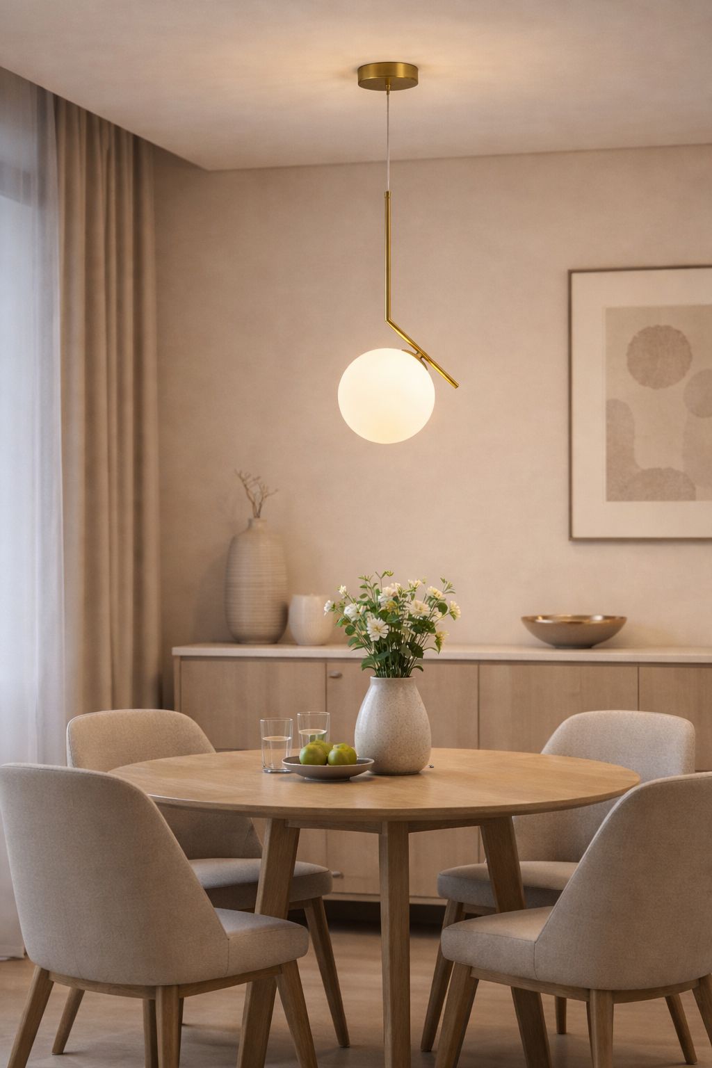 Lampadario a Sospensione Moderno G9, Design Minimalista con Sfera in Vetro Opalino, Lampadario Elegante per Soggiorno Sala da Pranzo Camera, Struttura in Metallo – LP-46