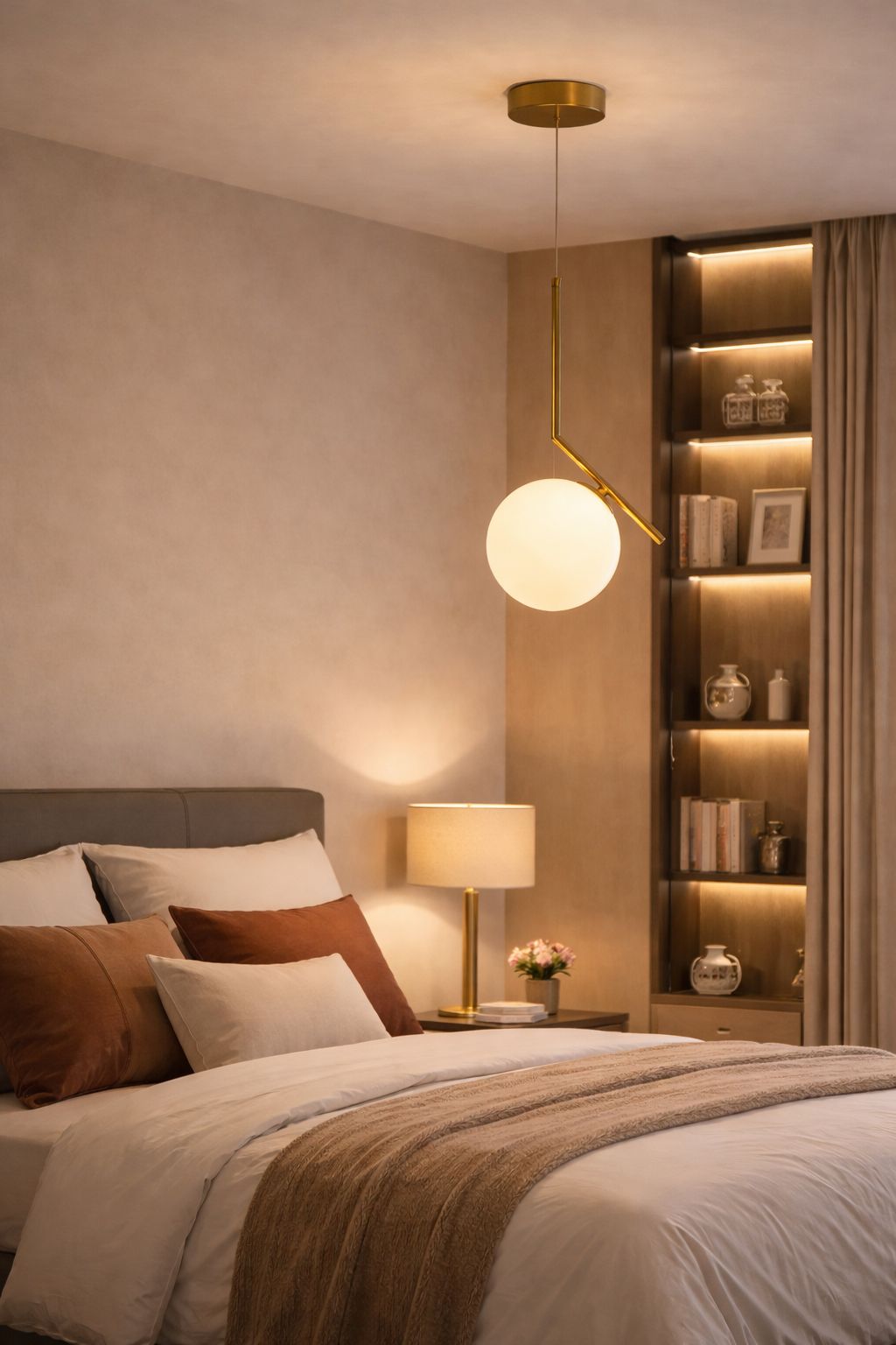 Lampadario a Sospensione Moderno G9, Design Minimalista con Sfera in Vetro Opalino, Lampadario Elegante per Soggiorno Sala da Pranzo Camera, Struttura in Metallo – LP-46