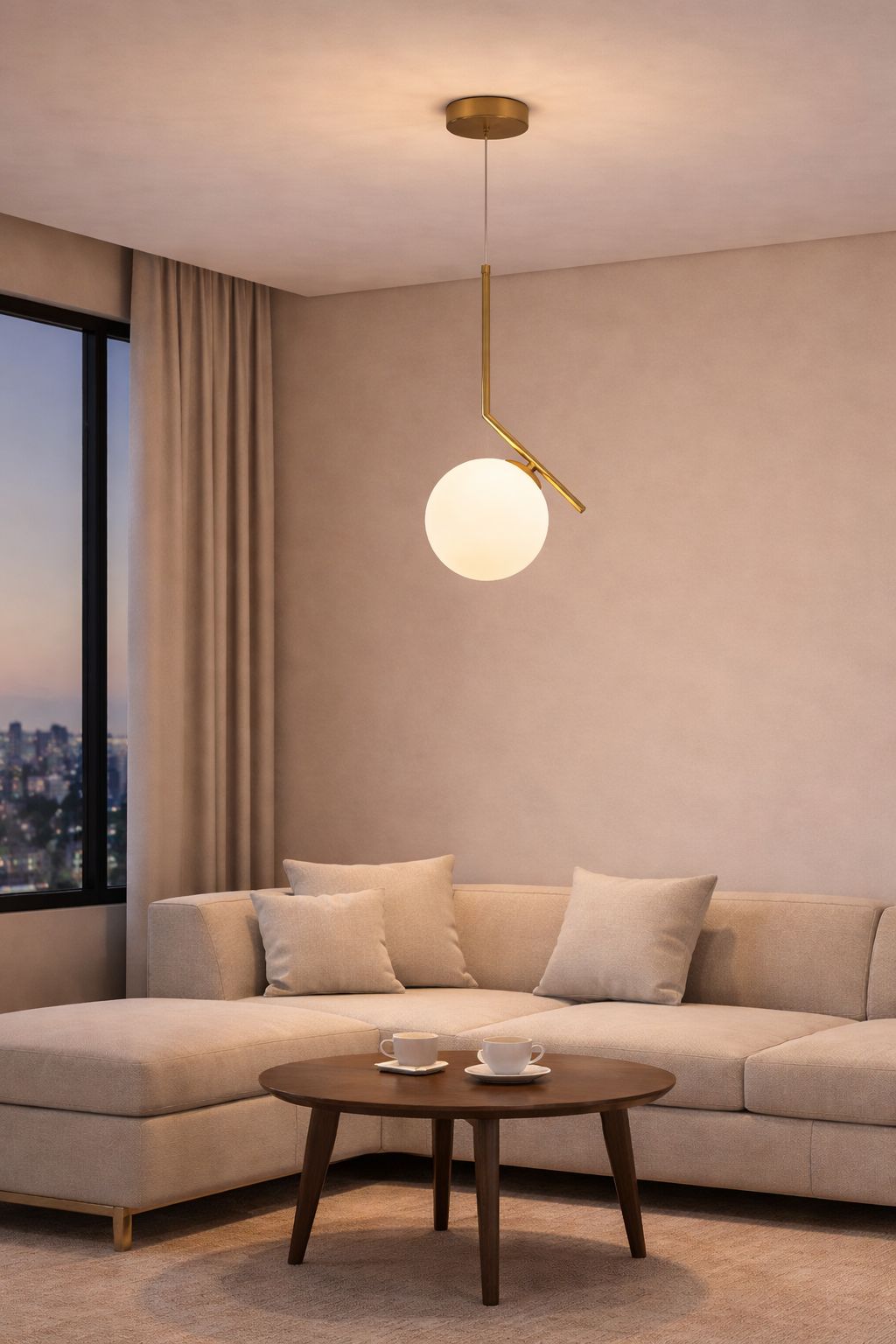 Lampadario a Sospensione Moderno G9, Design Minimalista con Sfera in Vetro Opalino, Lampadario Elegante per Soggiorno Sala da Pranzo Camera, Struttura in Metallo – LP-46
