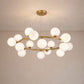 Lampadario a Sospensione Moderno 18 Luci G9, Design con Sfere in pe Opalino, Struttura Oro, Lampadario Elegante per Soggiorno Sala da Pranzo Camera, Stile Nordico – LP-56