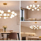 Lampadario a Sospensione Moderno 18 Luci G9, Design con Sfere in pe Opalino, Struttura Oro, Lampadario Elegante per Soggiorno Sala da Pranzo Camera, Stile Nordico – LP-56