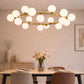 Lampadario a Sospensione Moderno 18 Luci G9, Design con Sfere in pe Opalino, Struttura Oro, Lampadario Elegante per Soggiorno Sala da Pranzo Camera, Stile Nordico – LP-56