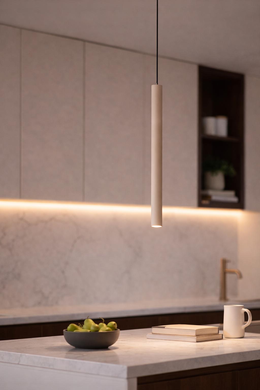 Lampada a Sospensione LED 3W Moderna, Tubo Cilindrico Minimalista con CCT Switch 3000K 4000K 6500K, Luce Focale per Bar Cucina Isola Tavolo – A11-OS3C