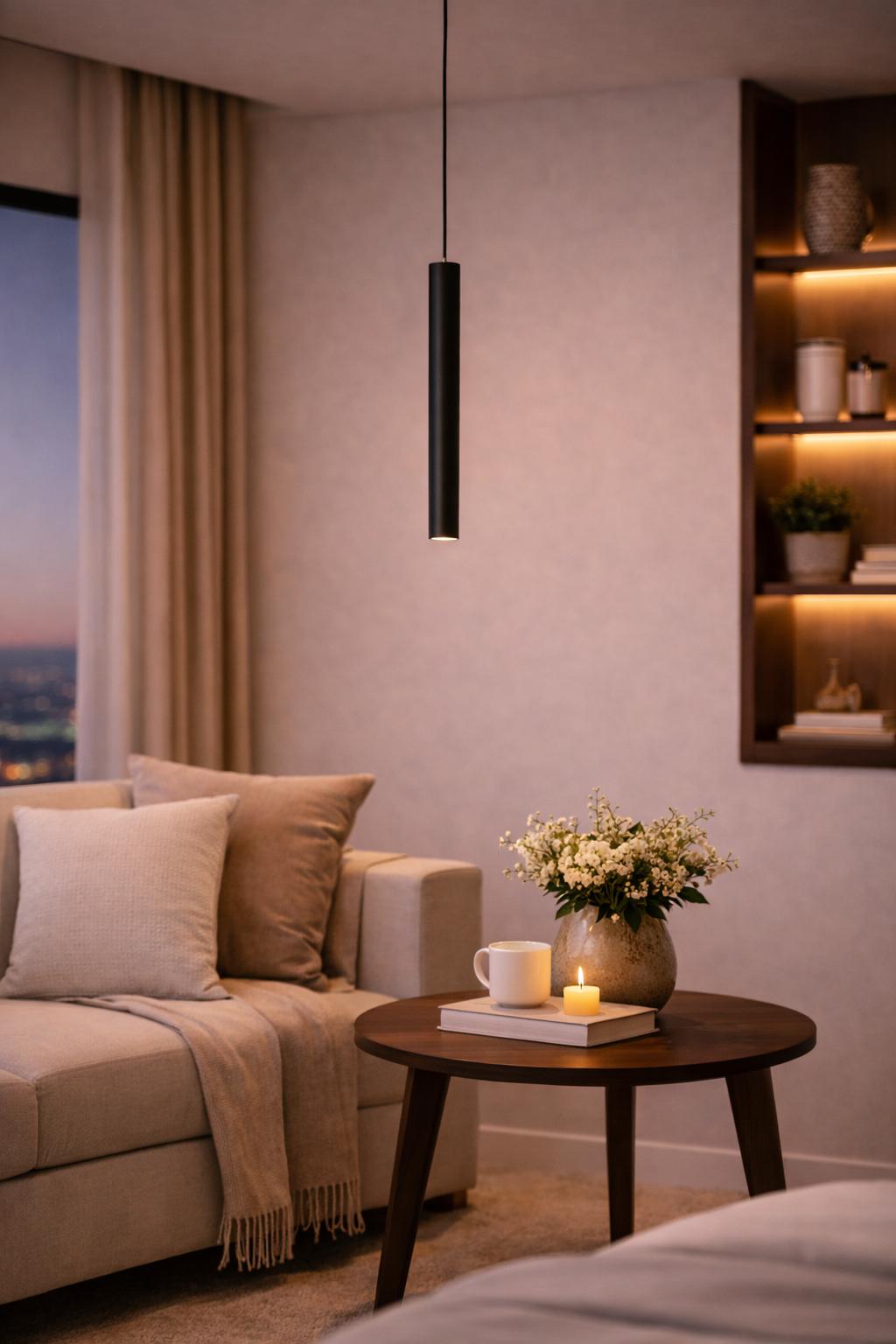 Lampada a Sospensione LED 3W Nera Moderna, Tubo Cilindrico Minimalista con CCT Switch 3000K 4000K 6500K, Luce Focale per Isola Cucina Bar Tavolo – A11-N3C