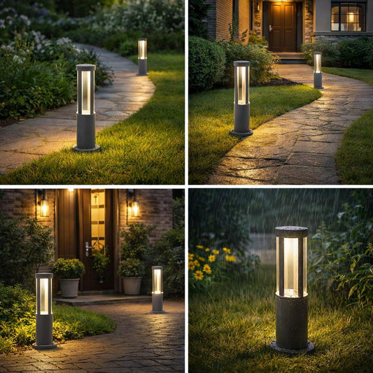 Lampione da Giardino LED 12W IP65, Lampada da Esterno Moderna con CCT Switch 3000K 4000K 6500K, Paletto Luce per Viale Cortile Terrazzo – ES28-G3C