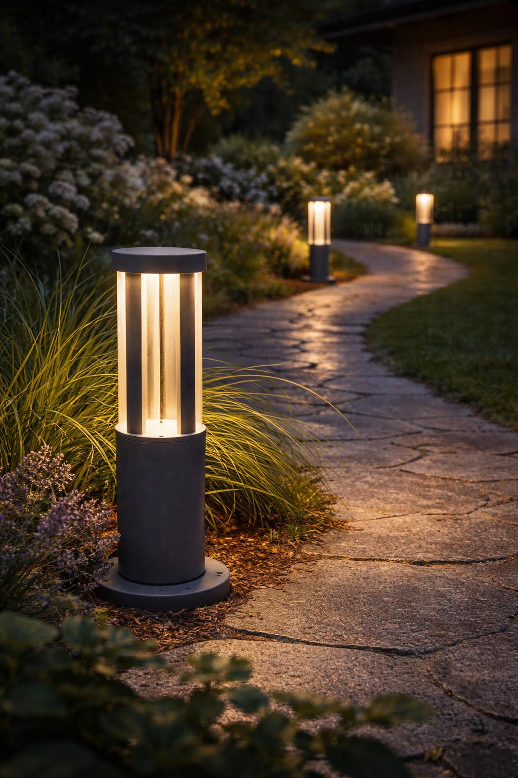 Lampione da Giardino LED 12W IP65, Lampada da Esterno Moderna con CCT Switch 3000K 4000K 6500K, Paletto Luce per Viale Cortile Terrazzo – ES28-G3C