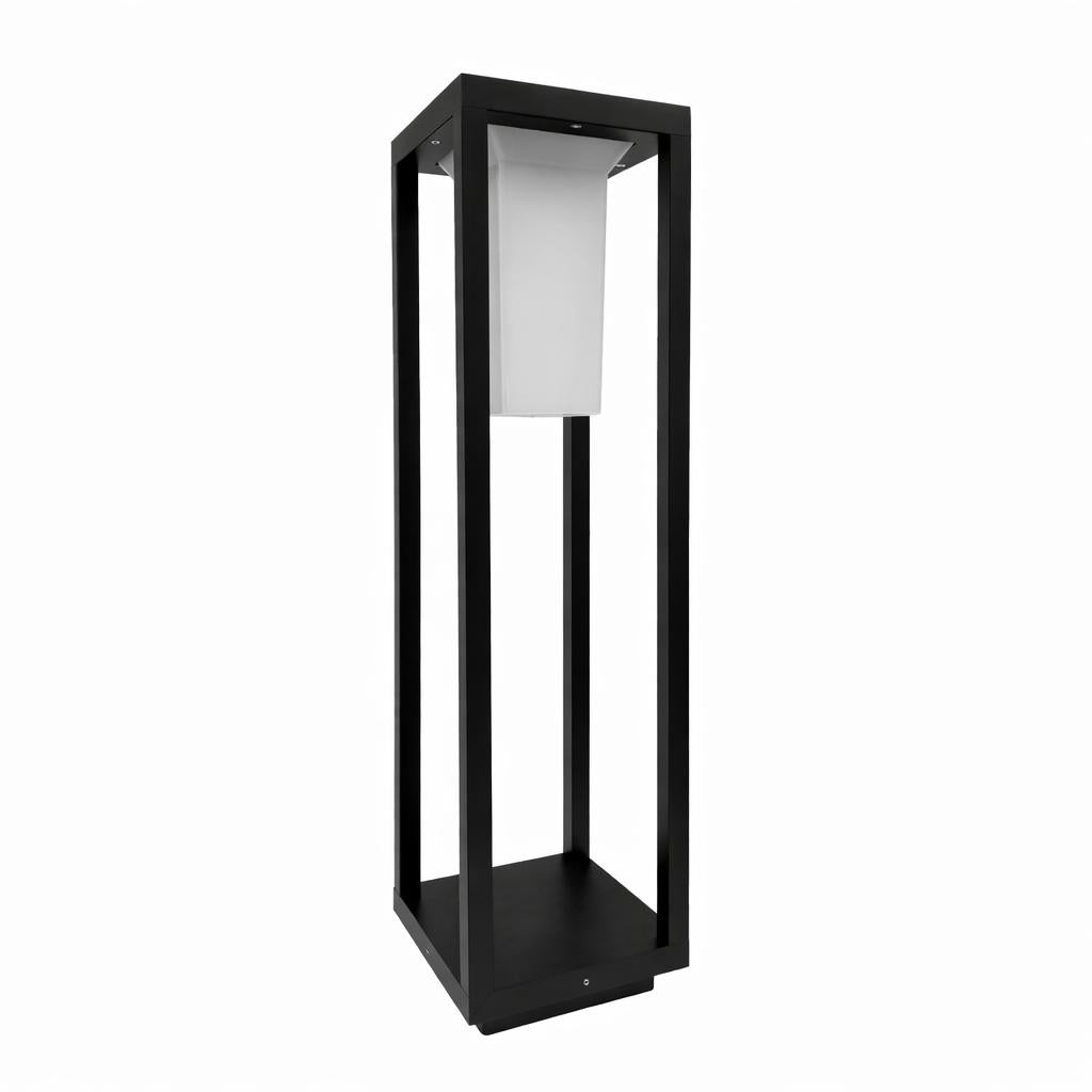 Lampione da Giardino E27 IP65, Lampada da Esterno Moderna in Alluminio, Paletto Luce per Viale Cortile Terrazzo, Nero/Bianco – PT-02
