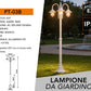 Lampione da Giardino 3 Luci E27 IP54, Lampada da Esterno Stile Classico, Palo Luce per Viale Parco Cortile, Nero/Bianco – PT-03