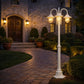 Lampione da Giardino 3 Luci E27 IP54, Lampada da Esterno Stile Classico, Palo Luce per Viale Parco Cortile, Nero/Bianco – PT-03