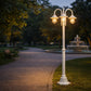 Lampione da Giardino 3 Luci E27 IP54, Lampada da Esterno Stile Classico, Palo Luce per Viale Parco Cortile, Nero/Bianco – PT-03