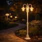 Lampione da Giardino 3 Luci E27 IP54, Lampada da Esterno Stile Classico, Palo Luce per Viale Parco Cortile, Nero/Bianco – PT-03
