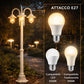 Lampione da Giardino 3 Luci E27 IP54, Lampada da Esterno Stile Classico, Palo Luce per Viale Parco Cortile, Nero/Bianco – PT-03
