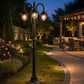 Lampione da Giardino 3 Luci E27 IP54, Lampada da Esterno Stile Classico, Palo Luce per Viale Parco Cortile, Nero/Bianco – PT-03
