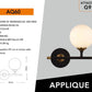 Applique da Parete Moderna con Sfera in Vetro Opalino, Attacco G9, Lampada da Muro Design per Camera da Letto, Soggiorno e Corridoio, Metallo Nero e Oro, Stile Elegante AQ60