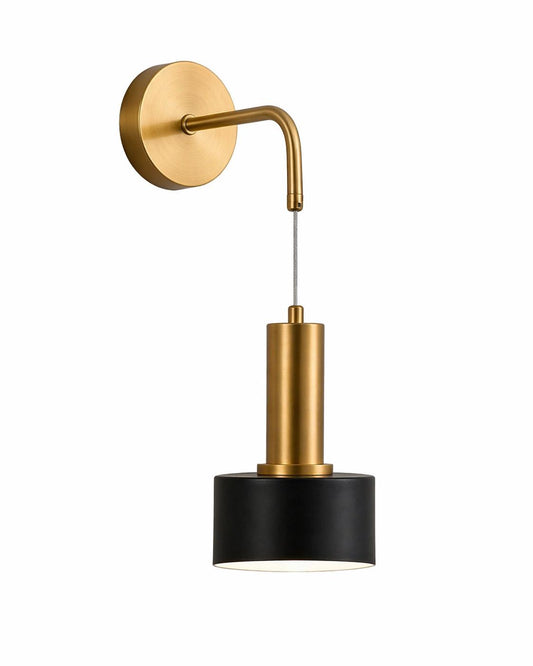 Applique da Parete Moderna E27, Lampada da Muro Design per Camera da Letto e Comodino, Stile Elegante Nero e Oro, Luce Decorativa per Soggiorno e Corridoio, Lampadina Non Inclusa AQ37