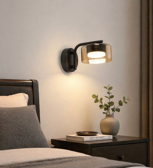 Applique da Parete Moderna GX53, Lampada da Muro per Camera da Letto e Comodino, Luce Inclusa 3 Colori 3000K/4000K/6500K, Design con Vetro e Metallo, Illuminazione Elegante per Interni -AQ01