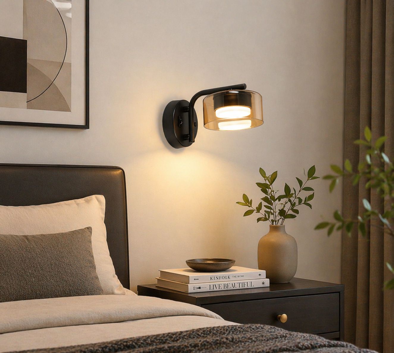 Applique da Parete Moderna GX53, Lampada da Muro per Camera da Letto e Comodino, Luce Inclusa 3 Colori 3000K/4000K/6500K, Design con Vetro e Metallo, Illuminazione Elegante per Interni -AQ01