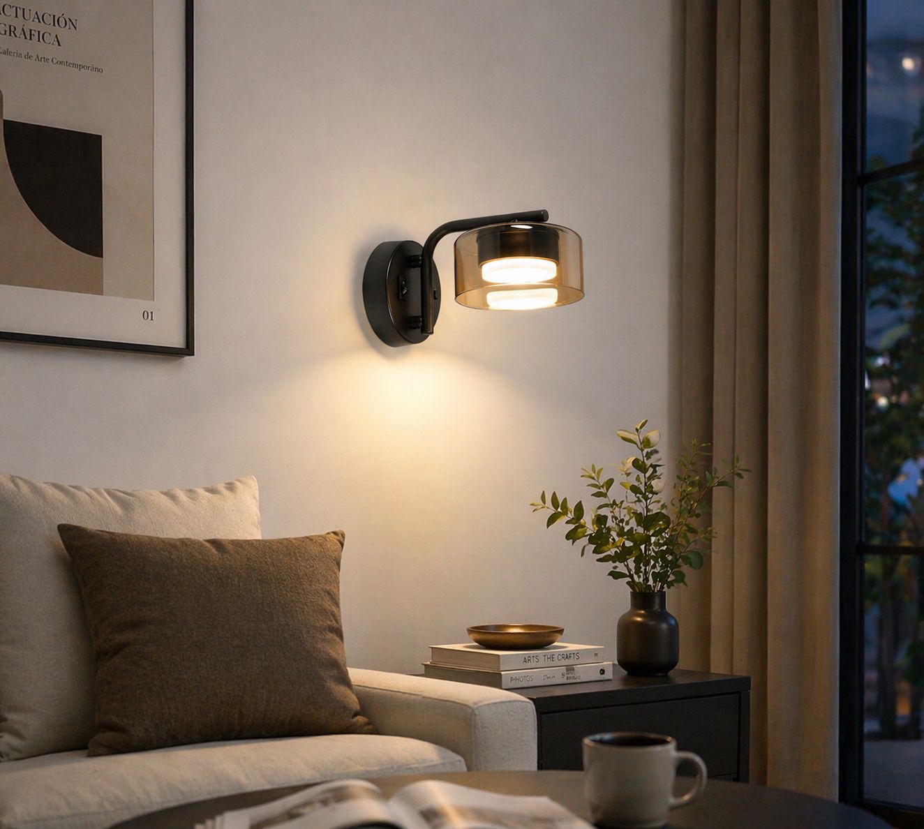 Applique da Parete Moderna GX53, Lampada da Muro per Camera da Letto e Comodino, Luce Inclusa 3 Colori 3000K/4000K/6500K, Design con Vetro e Metallo, Illuminazione Elegante per Interni -AQ01