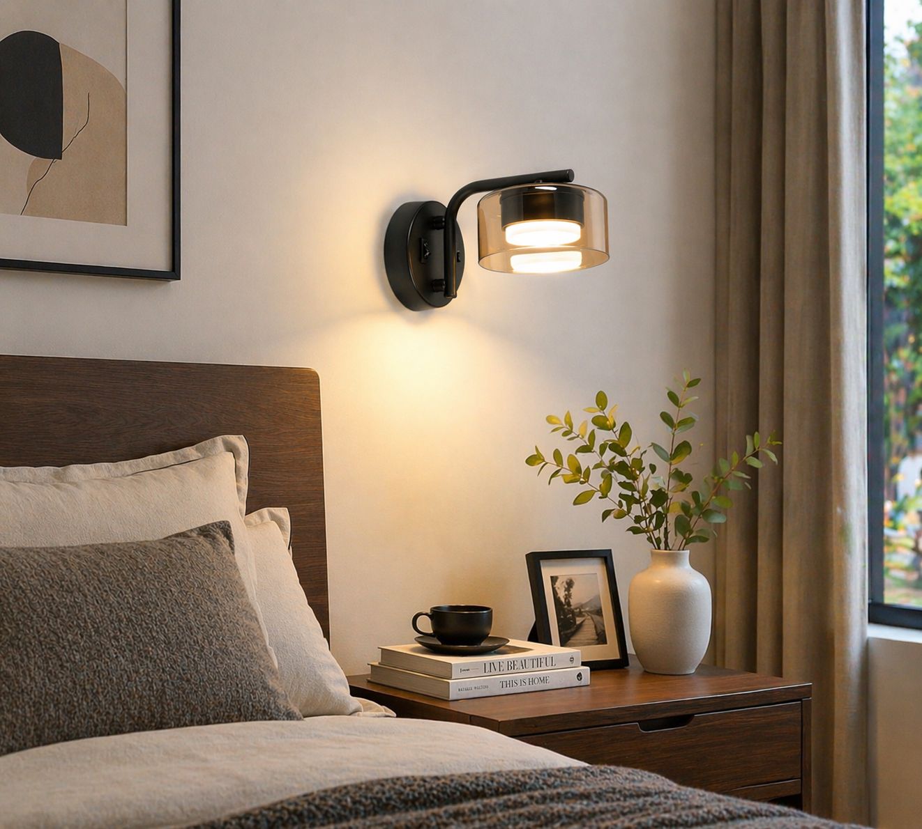 Applique da Parete Moderna GX53, Lampada da Muro per Camera da Letto e Comodino, Luce Inclusa 3 Colori 3000K/4000K/6500K, Design con Vetro e Metallo, Illuminazione Elegante per Interni -AQ01