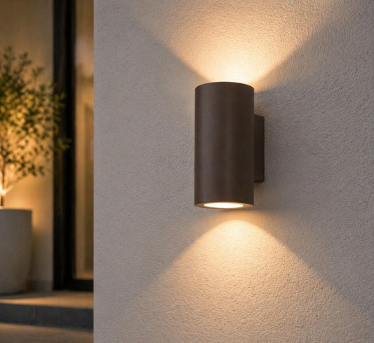 Applique da Esterno IP65 GU10, Lampada da Parete Up & Down 2 Luci, Design Moderno in Alluminio per Giardino, Terrazzo e Facciata, Impermeabile, Lampadina Non Inclusa ES14-C