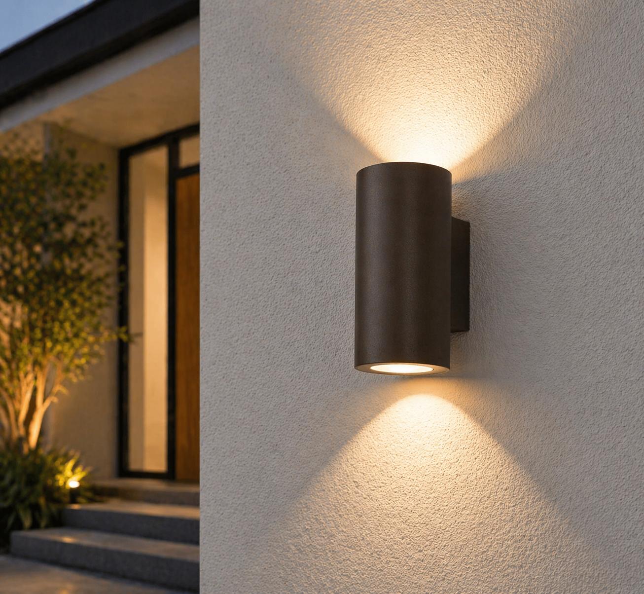 Applique da Esterno IP65 GU10, Lampada da Parete Up & Down 2 Luci, Design Moderno in Alluminio per Giardino, Terrazzo e Facciata, Impermeabile, Lampadina Non Inclusa ES14-C