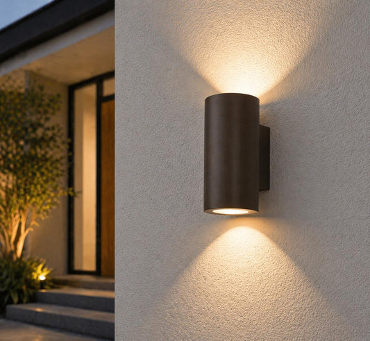 Applique da Esterno IP65 GU10, Lampada da Parete Up & Down 2 Luci, Design Moderno in Alluminio per Giardino, Terrazzo e Facciata, Impermeabile, Lampadina Non Inclusa ES14-C