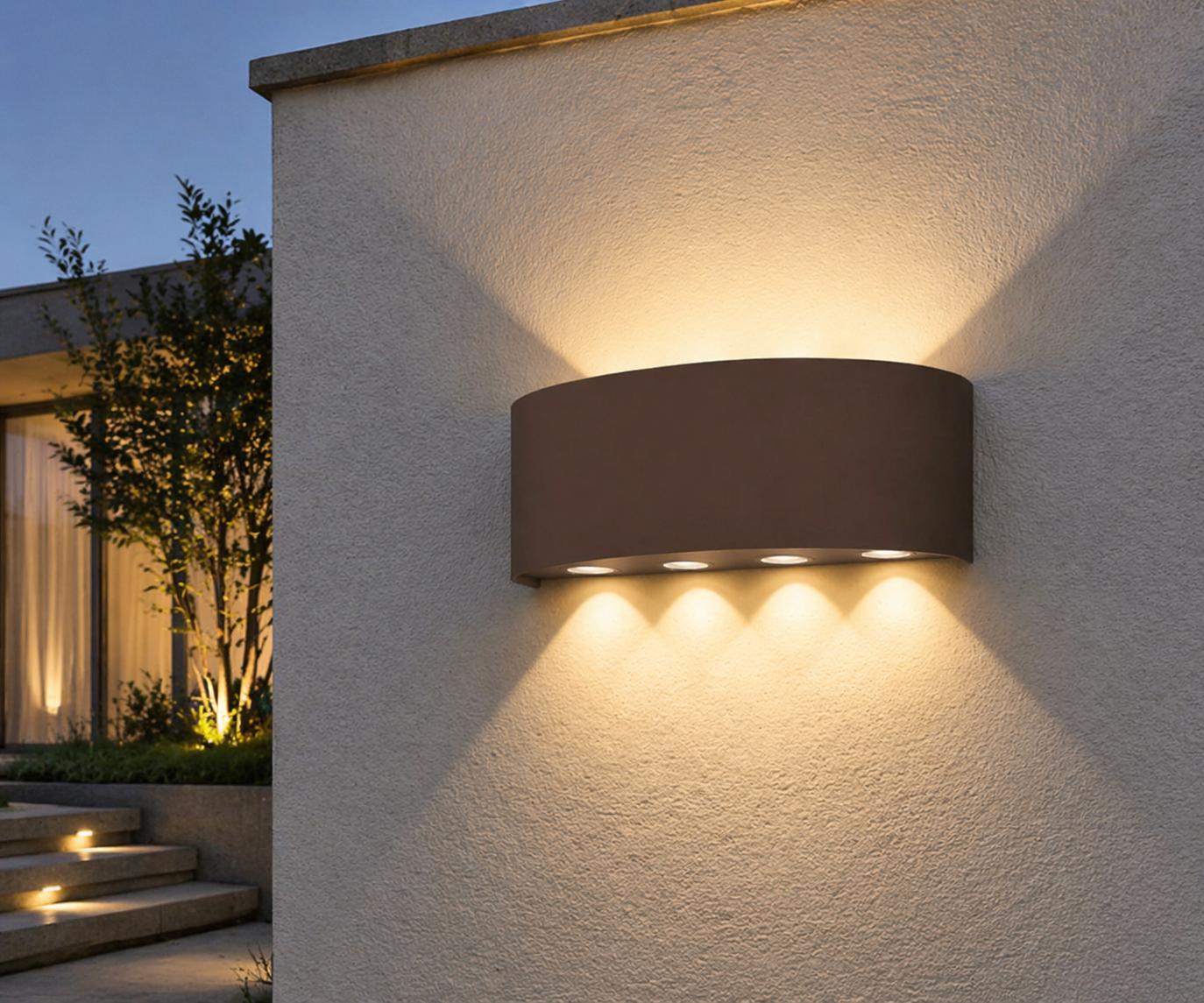 Applique da Esterno LED IP65 16W, Lampada da Parete Moderna con Effetto Luce Multipla, CCT Regolabile 3000K/4000K/6500K, 1300LM, Design in Alluminio per Giardino e Facciata ES68-C3C