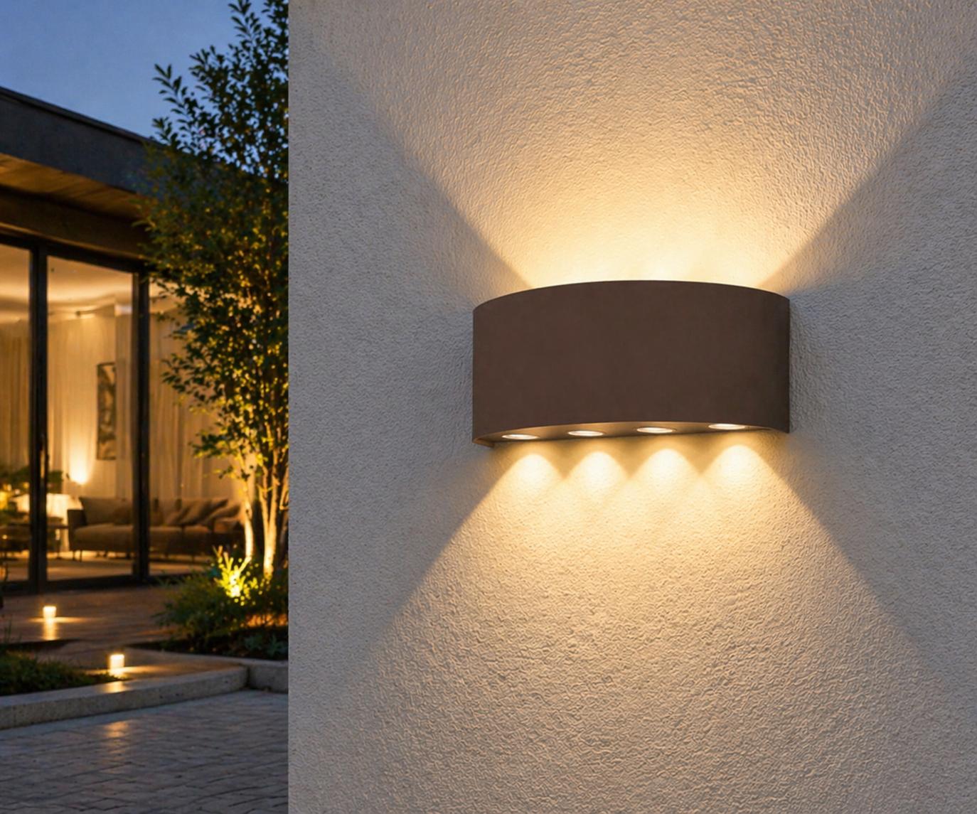 Applique da Esterno LED IP65 16W, Lampada da Parete Moderna con Effetto Luce Multipla, CCT Regolabile 3000K/4000K/6500K, 1300LM, Design in Alluminio per Giardino e Facciata ES68-C3C