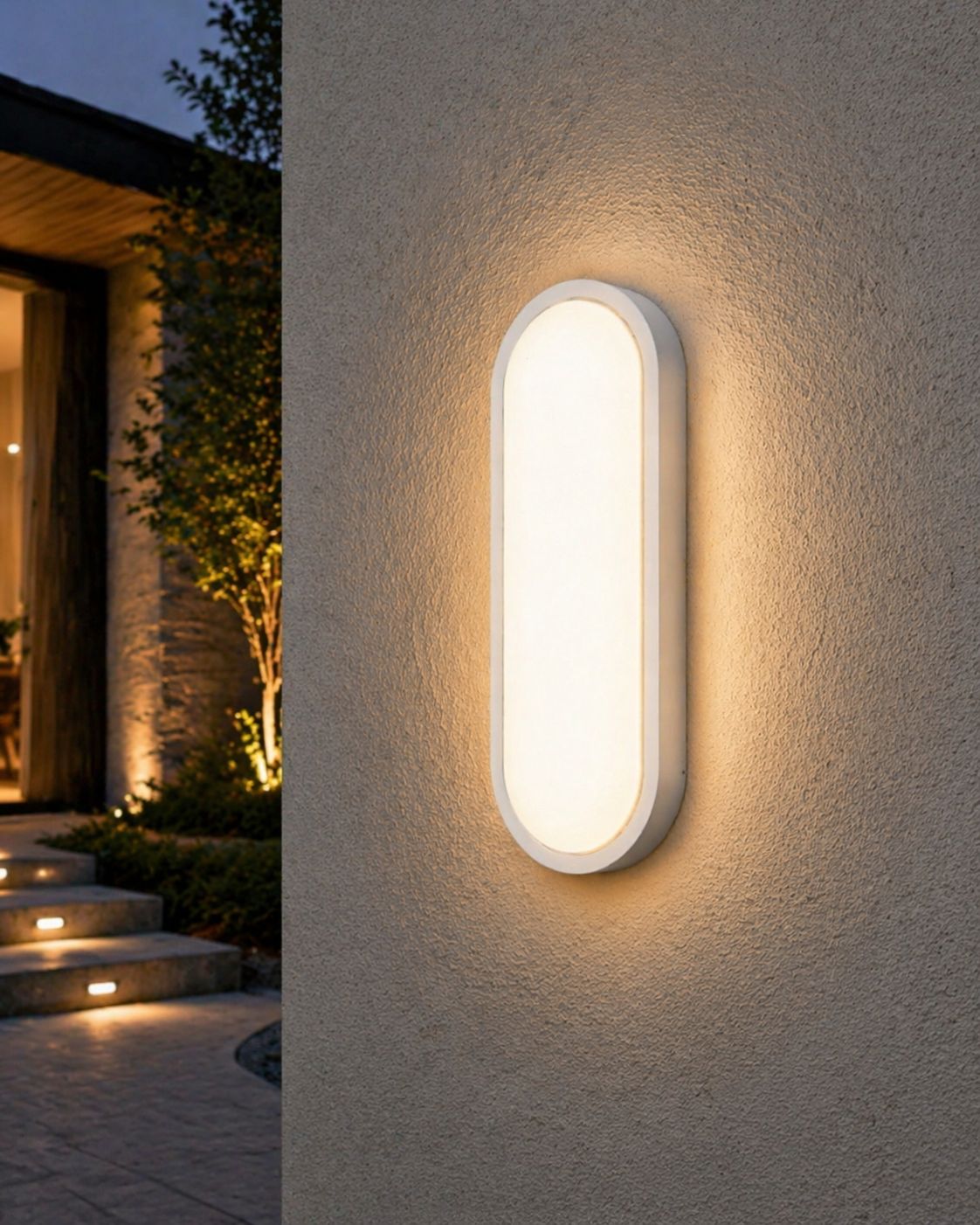 Plafoniera LED da Esterno IP65 18W, Lampada da Parete o Soffitto, Luce Regolabile 3000K/4000K/6500K, 1900LM, Design Ovale per Garage, Balcone e Ingresso, Impermeabile ES51-3C