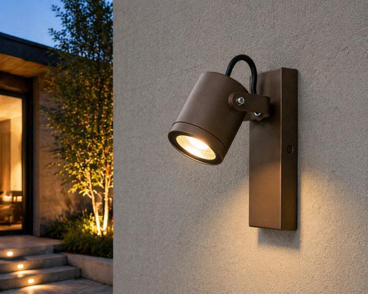 Applique da Esterno Orientabile, Lampada da Parete Moderna per Giardino e Terrazzo, Faretto Regolabile in Alluminio e Vetro, Luce Direzionabile per Facciata, Lampadina Non Inclusa 539WA-B172-C
