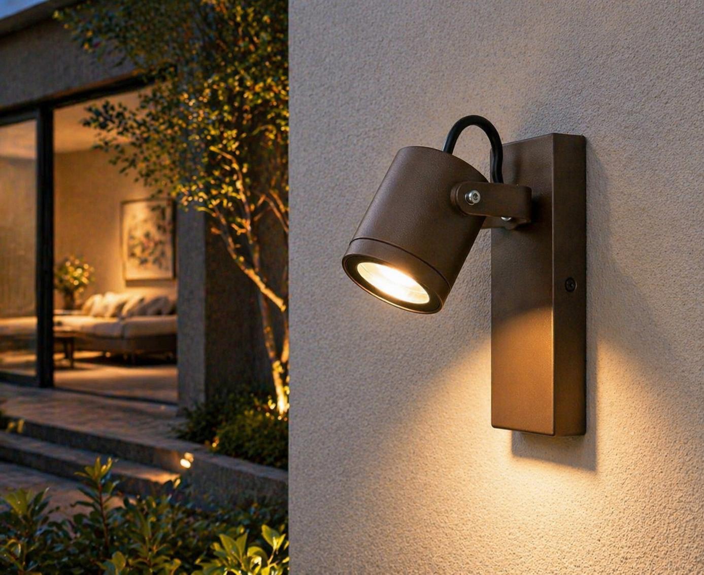 Applique da Esterno Orientabile, Lampada da Parete Moderna per Giardino e Terrazzo, Faretto Regolabile in Alluminio e Vetro, Luce Direzionabile per Facciata, Lampadina Non Inclusa 539WA-B172-C