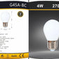 5PEZZI Lampadina LED E27 G45 4W, Mini Globo Opaco, 300LM, Luce Calda 2700K / Naturale 4000K / Fredda 6500K, Non Dimmerabile, 220V, per Lampadari e Abat Jour, G45A Series