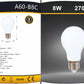 5PZ Lampadina LED E27 A60 8W, 600LM, Luce Calda 2700K / Naturale 4000K / Fredda 6500K, Lampadina Opaca a Basso Consumo, Non Dimmerabile, per Casa e Ufficio, Serie A60-B8
