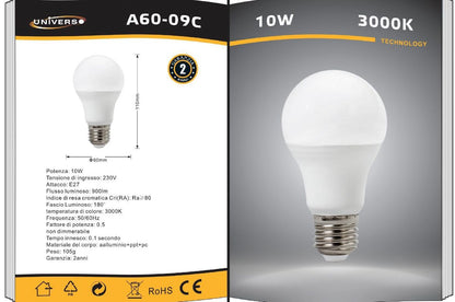 Lampadine LED E27 A60 10W 6 Pezzi, 900LM, Luce Calda 3000K / Naturale 4000K / Fredda 6500K, Lampadina Globo Opaca, Basso Consumo, Non Dimmerabili, Serie A60-09