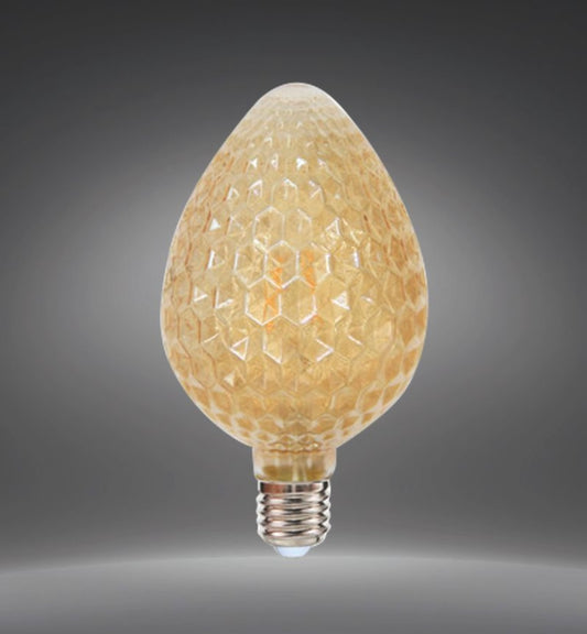 Lampadine LED Decorative E27 Effetto Cristallo a Goccia, Confezione da 5 Pezzi, 4W 2500K, 350LM, Vetro Ambrato, Luce Extra Calda, 360°, Lampadina Vintage Design, Non Dimmerabile, Modello OV-OC