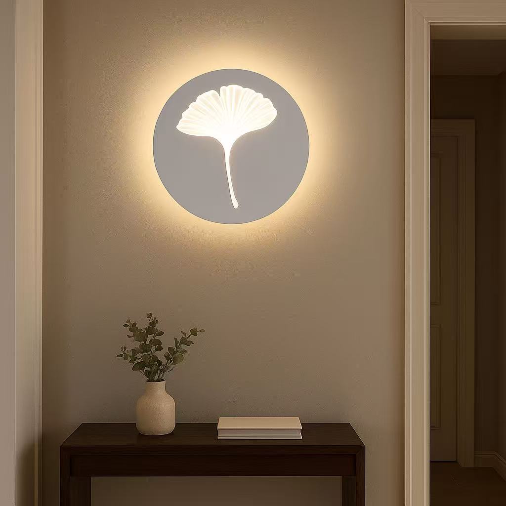 TEKHOME Applique da muro LED 9W design foglia di ginkgo, luce regolabile 3000K-6500K, lampada da parete decorativa moderna per camera da letto e soggiorno AQ29-B3C