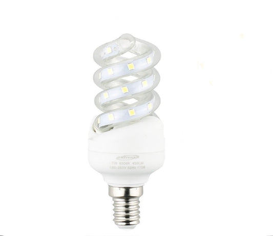 Lampadine LED E14 5W, Confezione da 6 Pezzi, 450LM, 6500K Luce Fredda, Lampadina LED Spirale, Basso Consumo Energetico, CRI>80, Non Dimmerabile, Attacco E14, Modello S-01TF