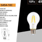 Lampadine LED E27 G45 4W, Confezione da 10 Pezzi, 440LM, Luce Calda 2700K, Lampadine LED in Vetro Trasparente, Illuminazione a 360°, Basso Consumo Energetico, Modello G45A-10C